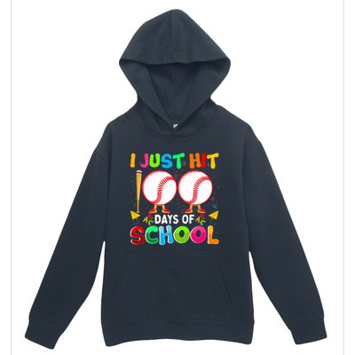 I Just Hit 100 Days Of School Baseball 100th Day Boy Girl Urban Pullover Hoodie