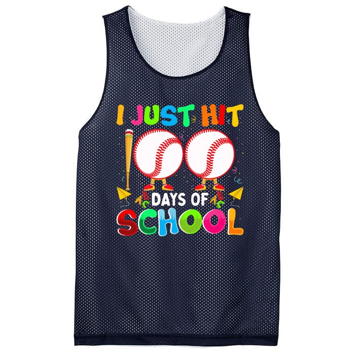 I Just Hit 100 Days Of School Baseball 100th Day Boy Girl Mesh Reversible Basketball Jersey Tank