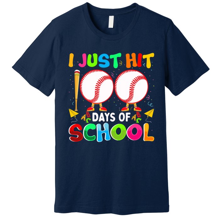 I Just Hit 100 Days Of School Baseball 100th Day Boy Girl Premium T-Shirt