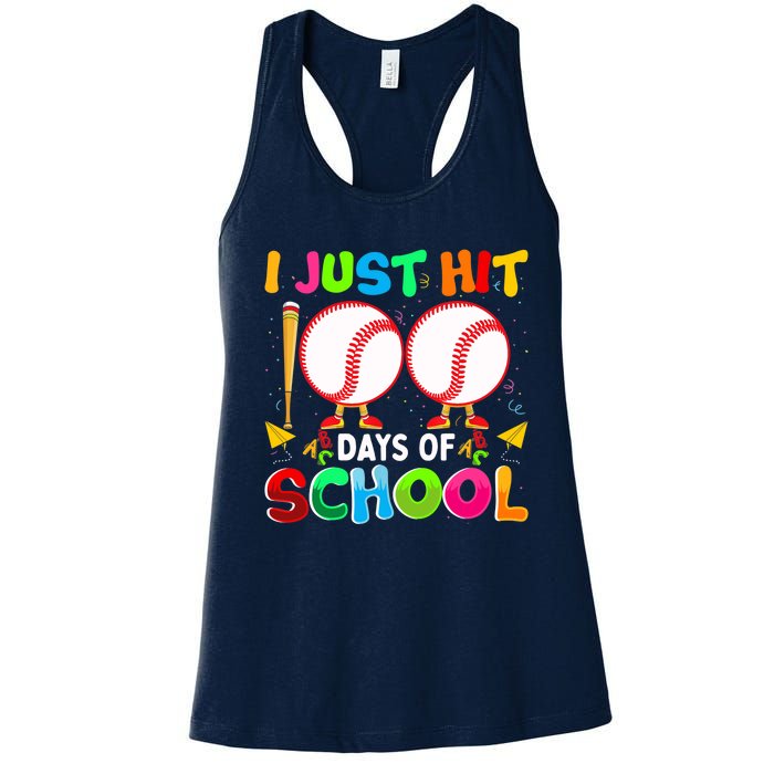 I Just Hit 100 Days Of School Baseball 100th Day Boy Girl Women's Racerback Tank