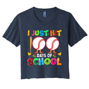 I Just Hit 100 Days Of School Baseball 100th Day Boy Girl Women's Crop Top Tee