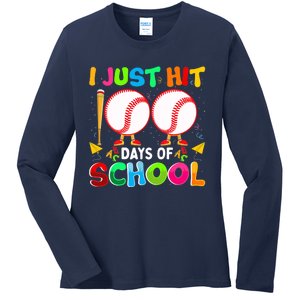 I Just Hit 100 Days Of School Baseball 100th Day Boy Girl Ladies Long Sleeve Shirt