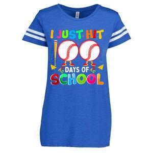 I Just Hit 100 Days Of School Baseball 100th Day Boy Girl Enza Ladies Jersey Football T-Shirt