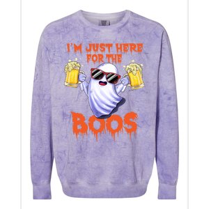 Im Just Here For The Boos Ghost Drinking Halloween Beer Colorblast Crewneck Sweatshirt