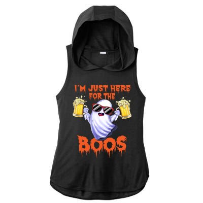 Im Just Here For The Boos Ghost Drinking Halloween Beer Ladies PosiCharge Tri-Blend Wicking Draft Hoodie Tank