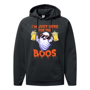 Im Just Here For The Boos Ghost Drinking Halloween Beer Performance Fleece Hoodie