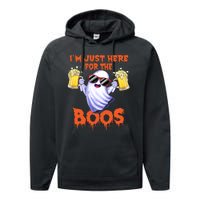 Im Just Here For The Boos Ghost Drinking Halloween Beer Performance Fleece Hoodie