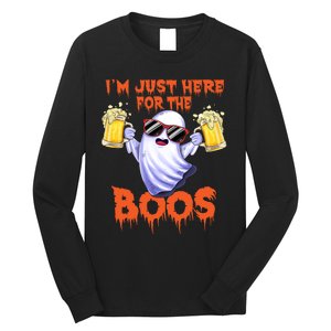 Im Just Here For The Boos Ghost Drinking Halloween Beer Long Sleeve Shirt