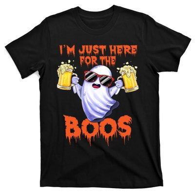 Im Just Here For The Boos Ghost Drinking Halloween Beer T-Shirt