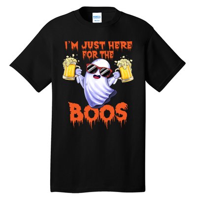 Im Just Here For The Boos Ghost Drinking Halloween Beer Tall T-Shirt