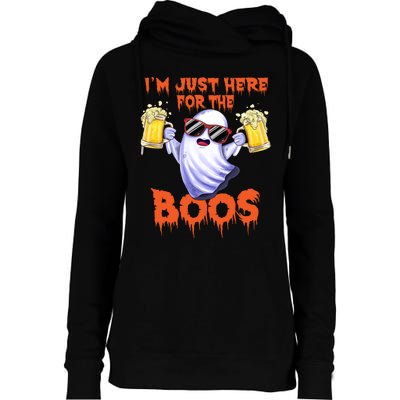 Im Just Here For The Boos Ghost Drinking Halloween Beer Womens Funnel Neck Pullover Hood