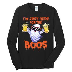 Im Just Here For The Boos Ghost Drinking Halloween Beer Tall Long Sleeve T-Shirt