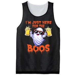 Im Just Here For The Boos Ghost Drinking Halloween Beer Mesh Reversible Basketball Jersey Tank