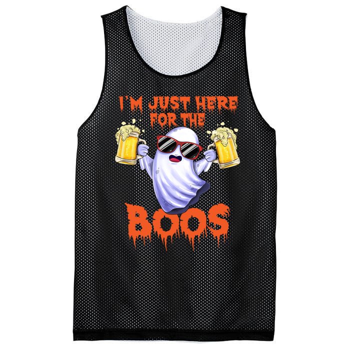 Im Just Here For The Boos Ghost Drinking Halloween Beer Mesh Reversible Basketball Jersey Tank