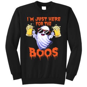 Im Just Here For The Boos Ghost Drinking Halloween Beer Tall Sweatshirt