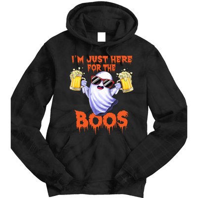 Im Just Here For The Boos Ghost Drinking Halloween Beer Tie Dye Hoodie