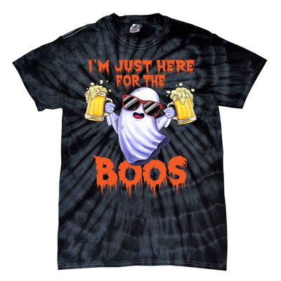 Im Just Here For The Boos Ghost Drinking Halloween Beer Tie-Dye T-Shirt