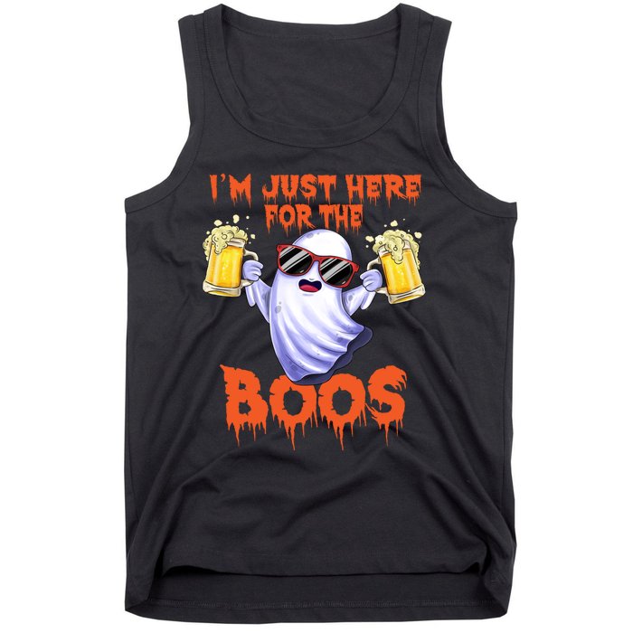 Im Just Here For The Boos Ghost Drinking Halloween Beer Tank Top