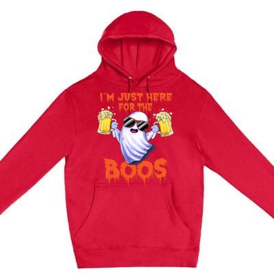 Im Just Here For The Boos Ghost Drinking Halloween Beer Premium Pullover Hoodie