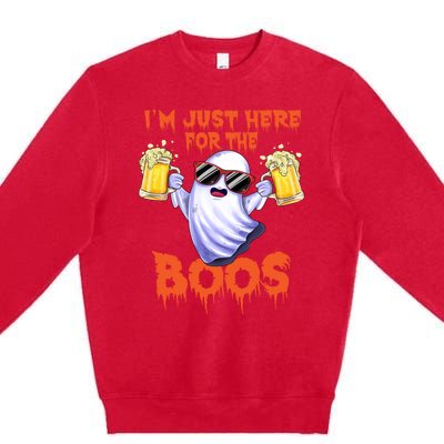 Im Just Here For The Boos Ghost Drinking Halloween Beer Premium Crewneck Sweatshirt