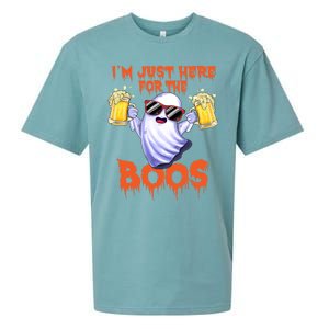 Im Just Here For The Boos Ghost Drinking Halloween Beer Sueded Cloud Jersey T-Shirt