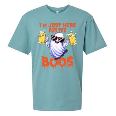 Im Just Here For The Boos Ghost Drinking Halloween Beer Sueded Cloud Jersey T-Shirt