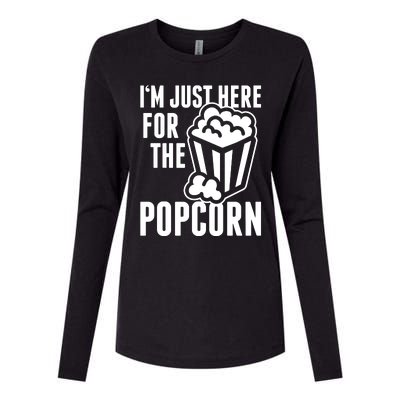 Im Just Here For The Popcorn Womens Cotton Relaxed Long Sleeve T-Shirt