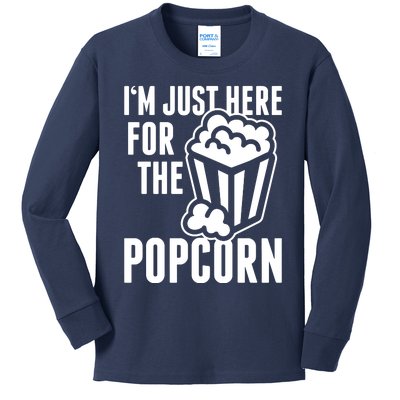 Im Just Here For The Popcorn Kids Long Sleeve Shirt