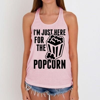 Im Just Here For The Popcorn Women's Knotted Racerback Tank