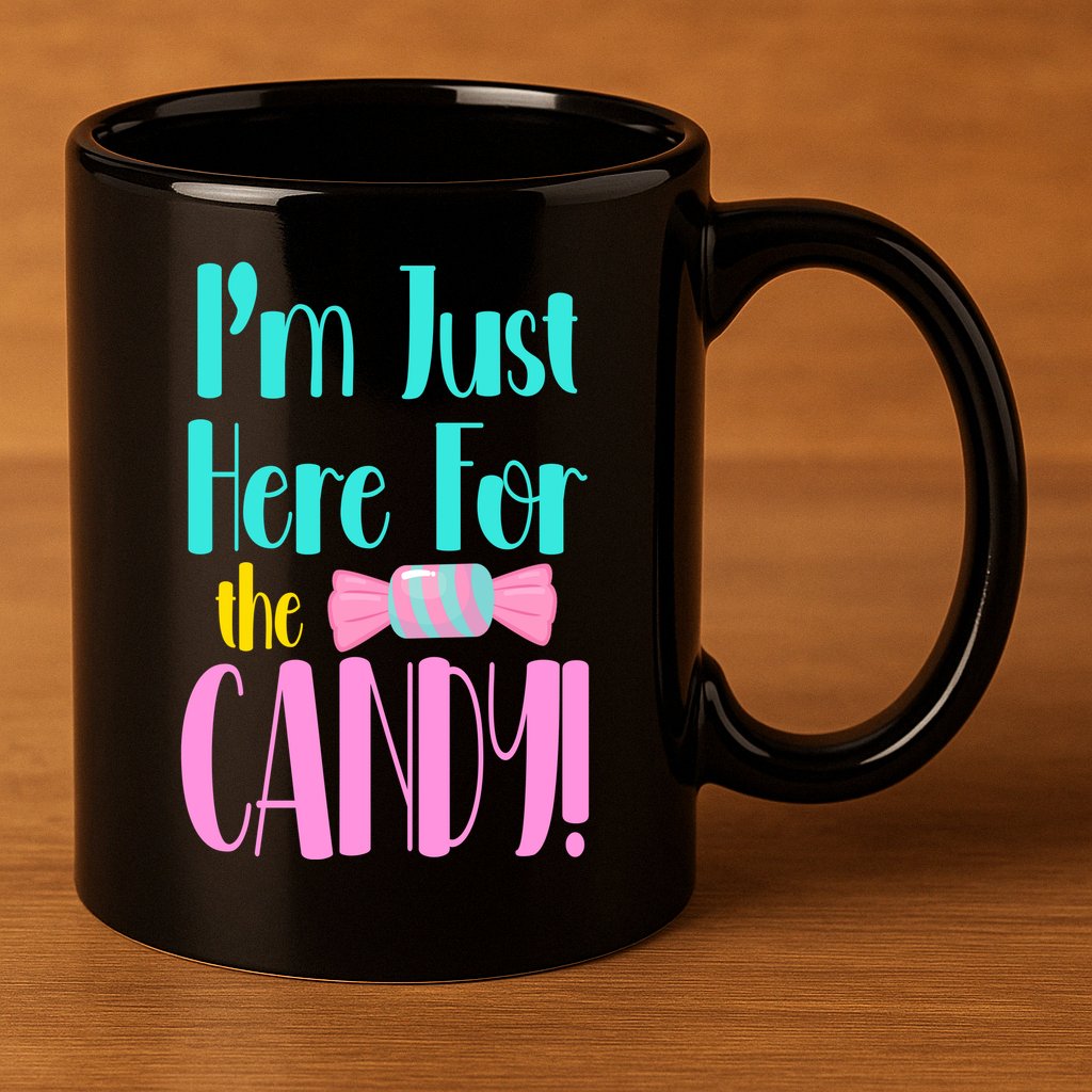 Im Just Here For The Candy Halloween 11oz C Handle Ceramic Mug