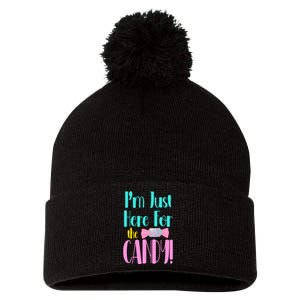 Im Just Here For The Candy Halloween Pom Pom 12in Knit Beanie