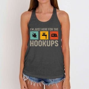 IM Just Here For The Hookups Women's Knotted Racerback Tank