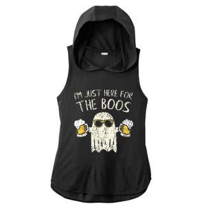 Im Just Here For The Boos Funny Gift Halloween Ghost Ladies PosiCharge Tri-Blend Wicking Draft Hoodie Tank