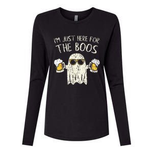 Im Just Here For The Boos Funny Gift Halloween Ghost Womens Cotton Relaxed Long Sleeve T-Shirt