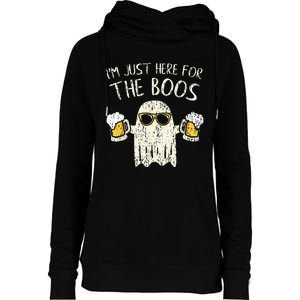 Im Just Here For The Boos Funny Gift Halloween Ghost Womens Funnel Neck Pullover Hood