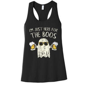 Im Just Here For The Boos Funny Gift Halloween Ghost Women's Racerback Tank