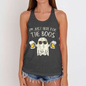 Im Just Here For The Boos Funny Gift Halloween Ghost Women's Knotted Racerback Tank