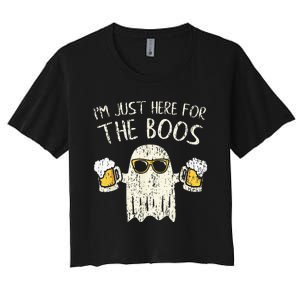 Im Just Here For The Boos Funny Gift Halloween Ghost Women's Crop Top Tee