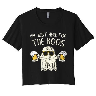 Im Just Here For The Boos Funny Gift Halloween Ghost Women's Crop Top Tee