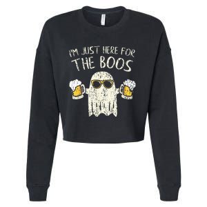 Im Just Here For The Boos Funny Gift Halloween Ghost Cropped Pullover Crew