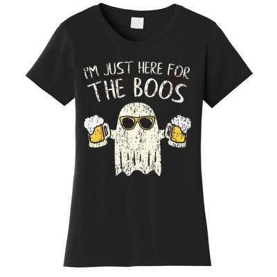 Im Just Here For The Boos Funny Gift Halloween Ghost Women's T-Shirt