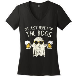 Im Just Here For The Boos Funny Gift Halloween Ghost Women's V-Neck T-Shirt