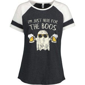 Im Just Here For The Boos Funny Gift Halloween Ghost Enza Ladies Jersey Colorblock Tee