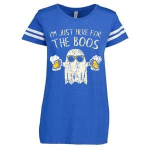 Im Just Here For The Boos Funny Gift Halloween Ghost Enza Ladies Jersey Football T-Shirt