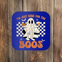 IM Just Here For The Boos Ghost Retro Groovy Halloween Coaster