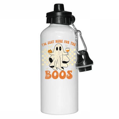 IM Just Here For The Boos Ghost Retro Groovy Halloween Aluminum Water Bottle