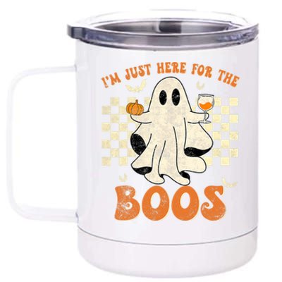 IM Just Here For The Boos Ghost Retro Groovy Halloween 12 oz Stainless Steel Tumbler Cup