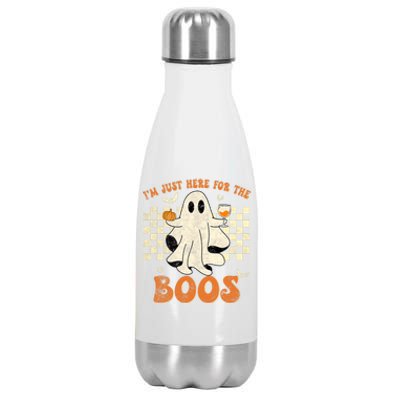 IM Just Here For The Boos Ghost Retro Groovy Halloween Stainless Steel Insulated Water Bottle