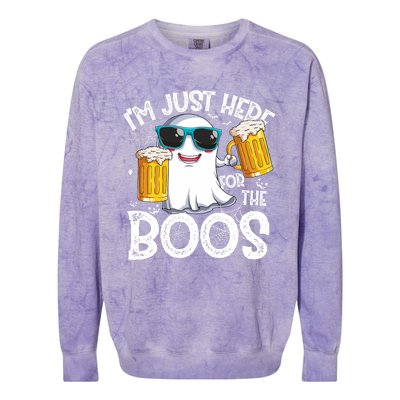 IM Just Here For The Boos Funny Halloween Ghost Colorblast Crewneck Sweatshirt