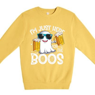 IM Just Here For The Boos Funny Halloween Ghost Premium Crewneck Sweatshirt